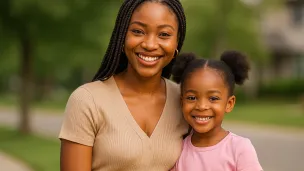 Happy Mom and Daughter