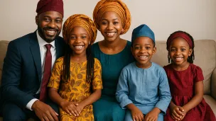 Father, mother and children
