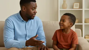 Father interacting with his autistic son