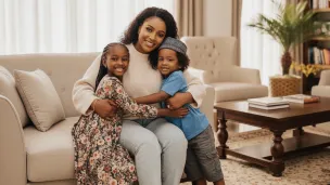 A mom and her children