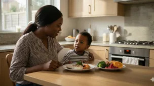 A Nigerian woman preparing nutritious food for the children 