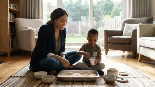 A Nigerian mother showing sensory play with her child