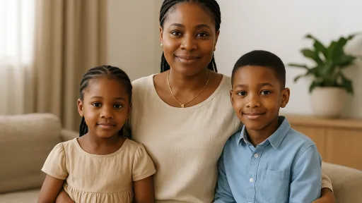 A Naija mom and her kids.