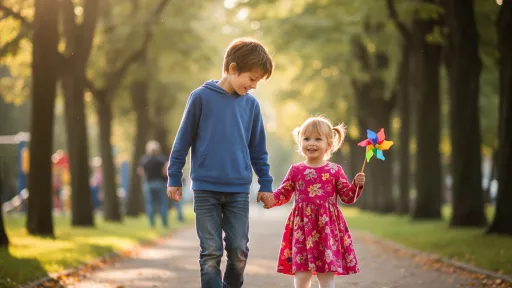 Siblings walking together 