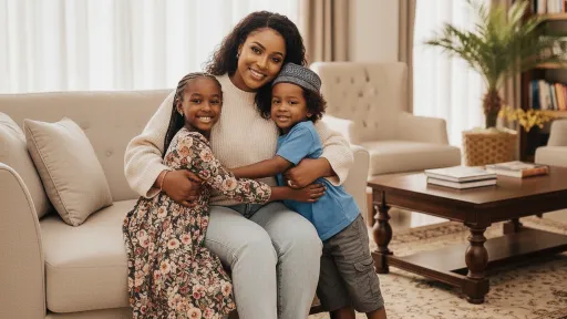 A mom and her children