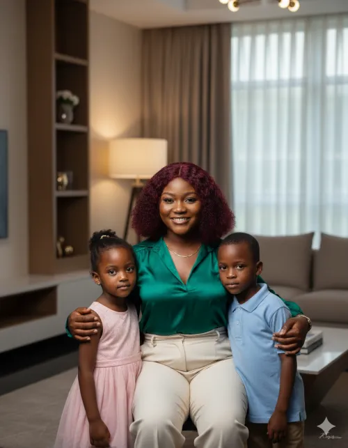 Mother and children