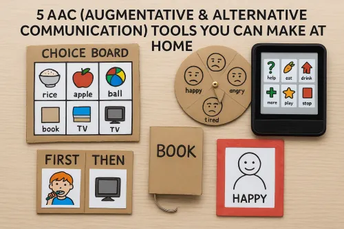 Alternative communication tools and speech therapy for autistic children using low cost AAC tools for homes