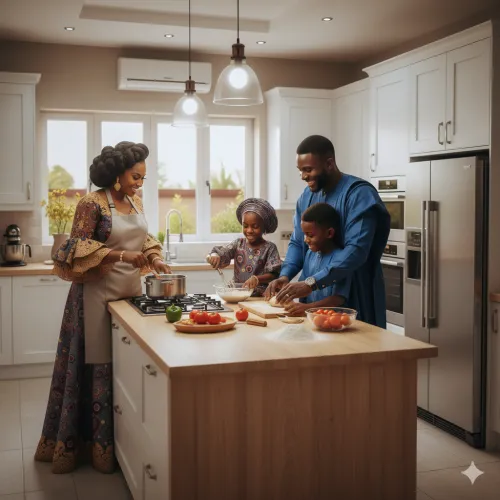 African mother preparing autism-friendly diet for the family 