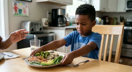 Autistic boy with picky eating refusing nourishing foods 